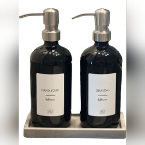 Maizie's Emporium 2 Glass Soap Dispenser With Pump And Concrete Tray